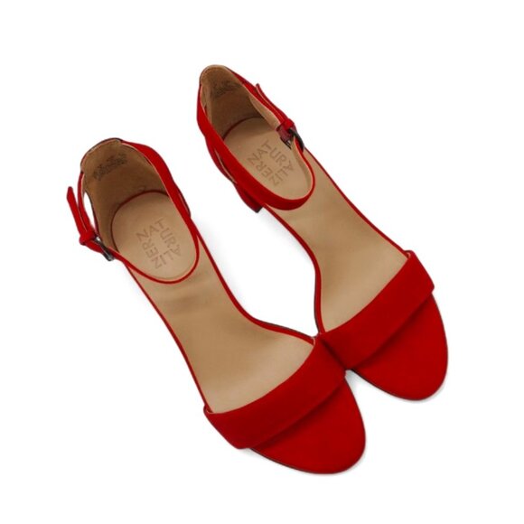 Naturalizer Women's Size 9 W Red Vera Suede Block Heel Ankle Strap Dress Sandals - Picture 6 of 14